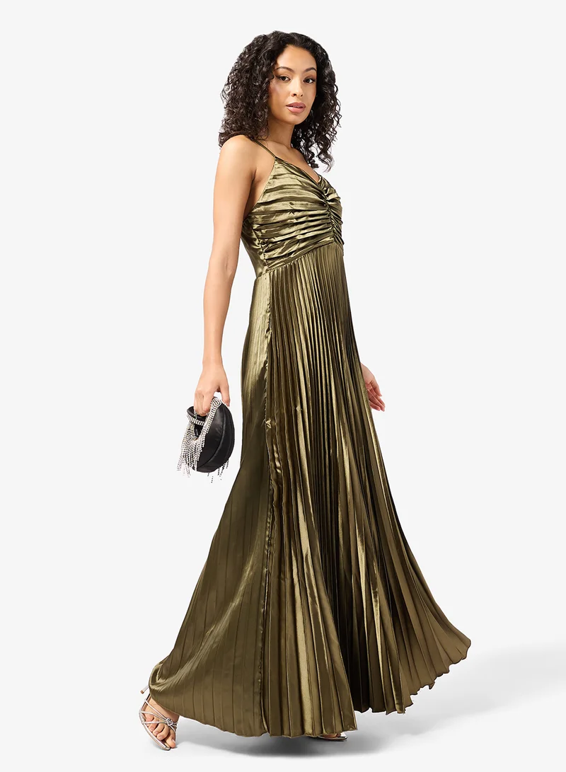 Ginger  Strappy Plisse A Line Dress for Women | Best Price UAE